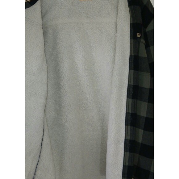 RedHead Flannel Jacket Mens XL Plaid Sherpa Button Down Shacket Black/Green NWTs - Picture 10 of 15